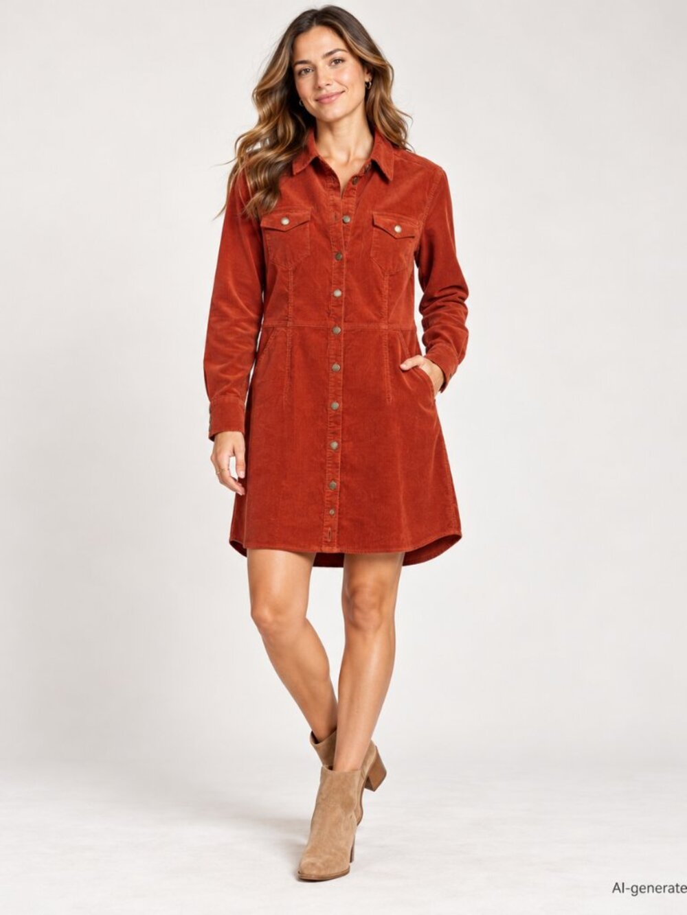 Free People Dynomite In Cord Rust Corduroy Mini Shirt Dress S Coastal Cowgirl